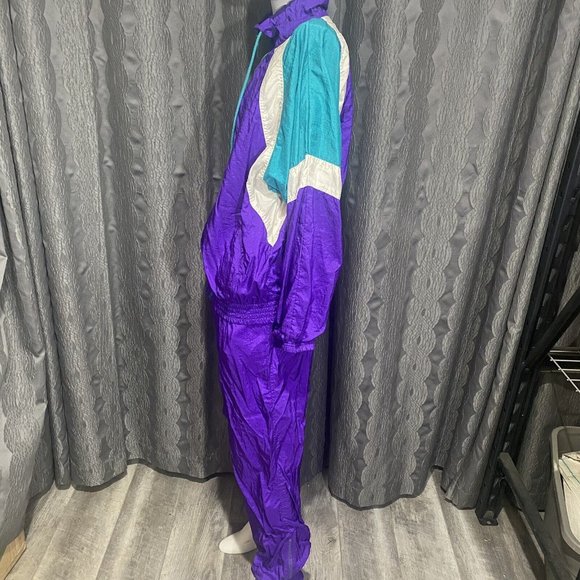 Milano Sport Vtg Windbreaker Tracksuit Jogging Set 1980's L Purple Teal MINT - Picture 6 of 10